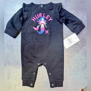 Hurley Black Kids One Piece with Mermaid Design